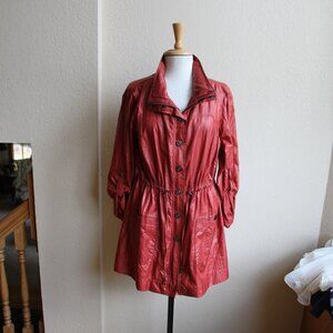 Zenergy by Chico's Rust Jacket Roll Tab Sleeve Full Zip/Snap Hidden Hood Sz L 2